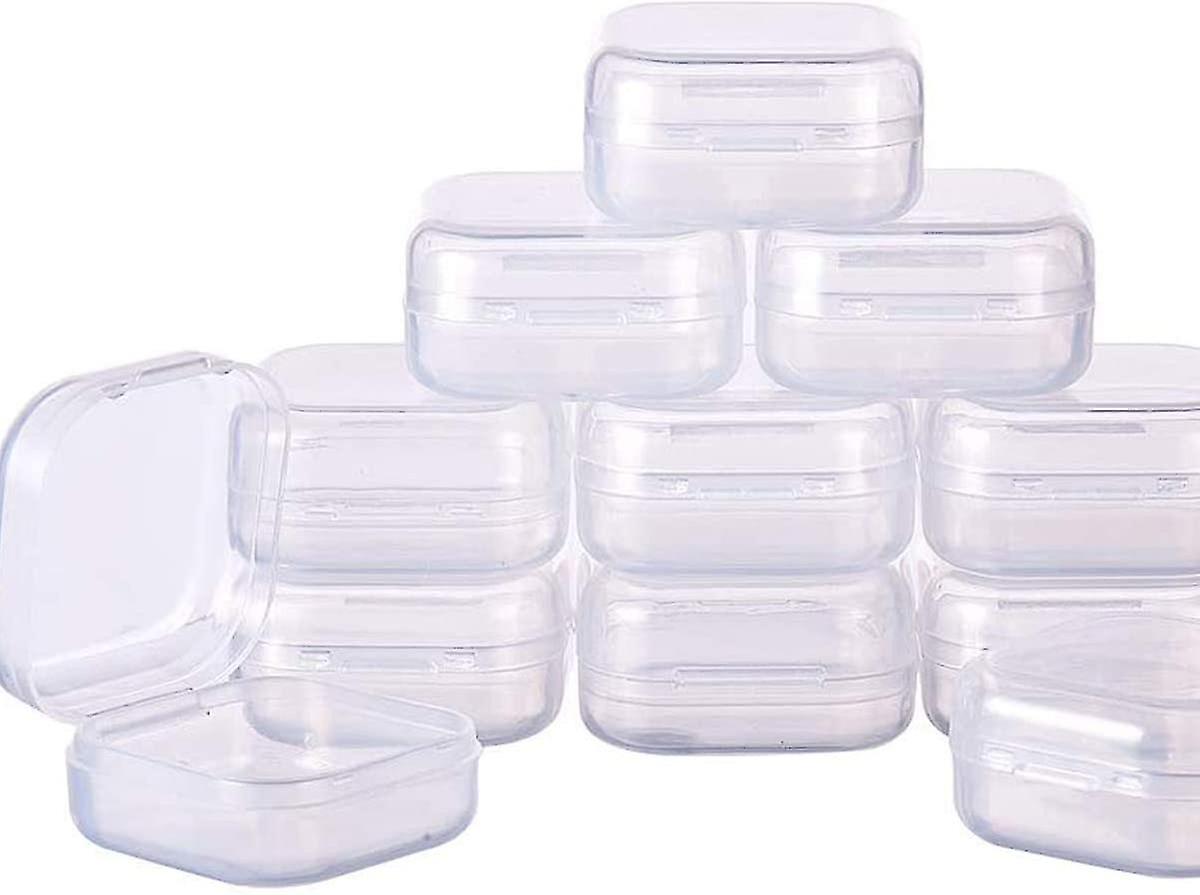 50 Pcs Transparent Plastic Mini Storage Box 3.5*3.5*1.7cm