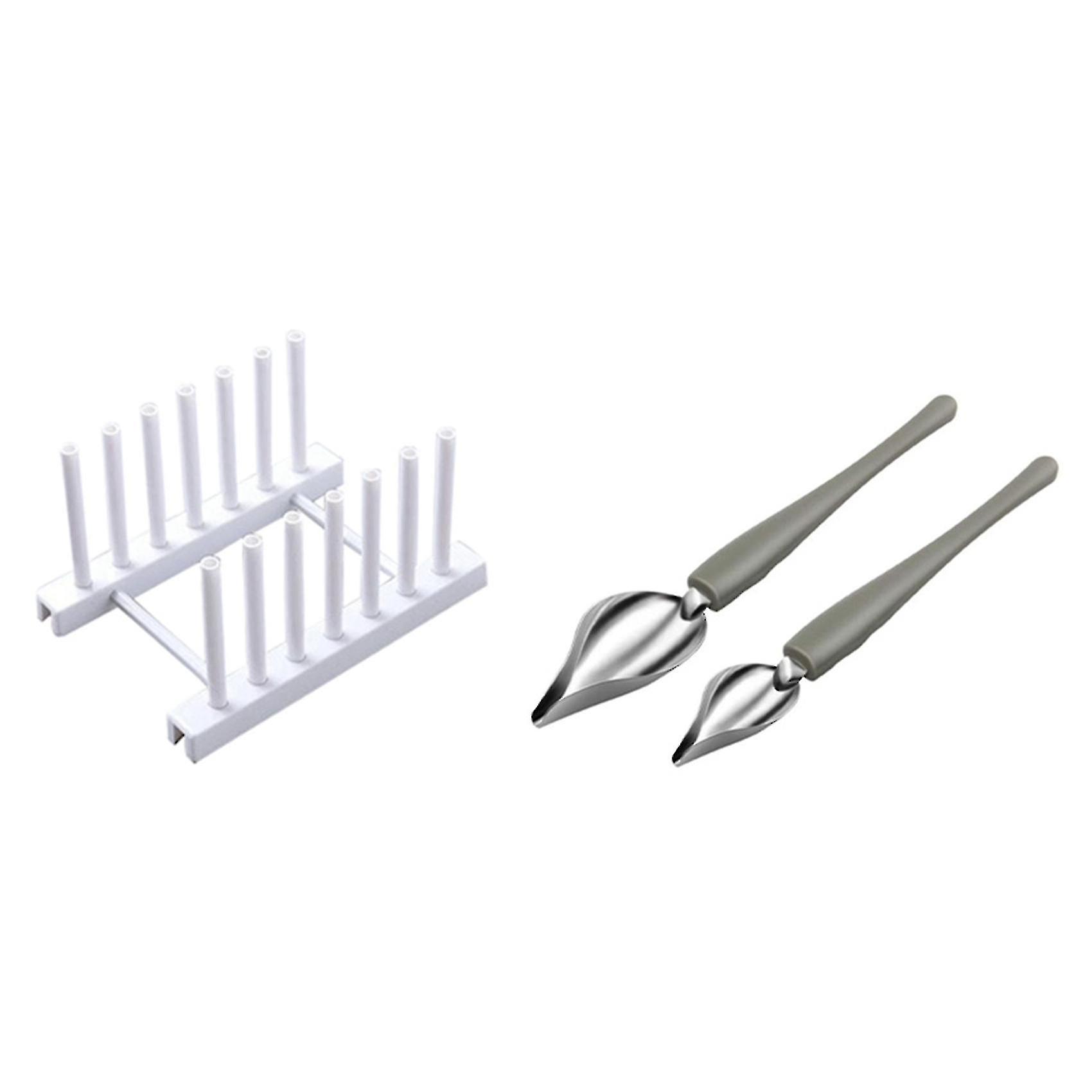 Kitchen Pot Lid Rack Dish Rrain Rack Spoon Holder Shelf White