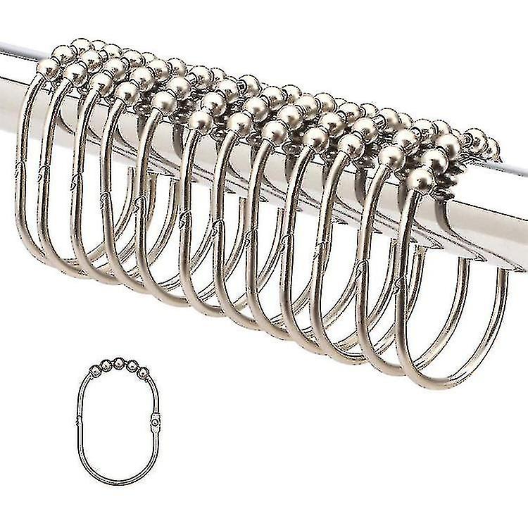 Σετ αποθήκης 12 άγκιστρα δαχτυλιδιών κουρτίνας ντους από ανοξείδωτο χάλυβα (γυαλιστερό νικέλιο)