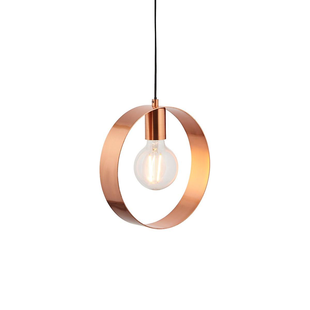 Endon Hoop - 1 Light Ceiling Pendant Brushed Copper, E27