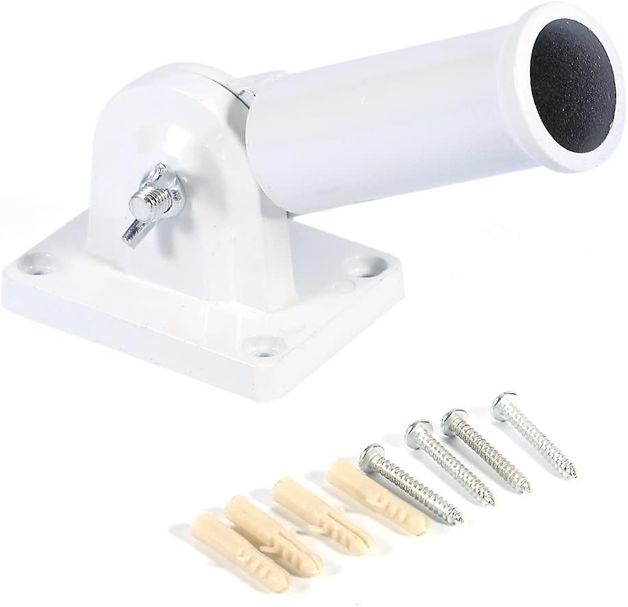 Wall-Mounted Adjustable Metal Mount Bracket Pole Bracket with Screws White Adjustable 730 Angle Met