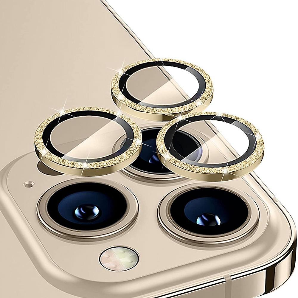 For iPhone 13 Pro 6.1 inch/13 Pro Max 6.7 inch 1 Set Camera Lens Film Rhinestone Decor Tempered Glas