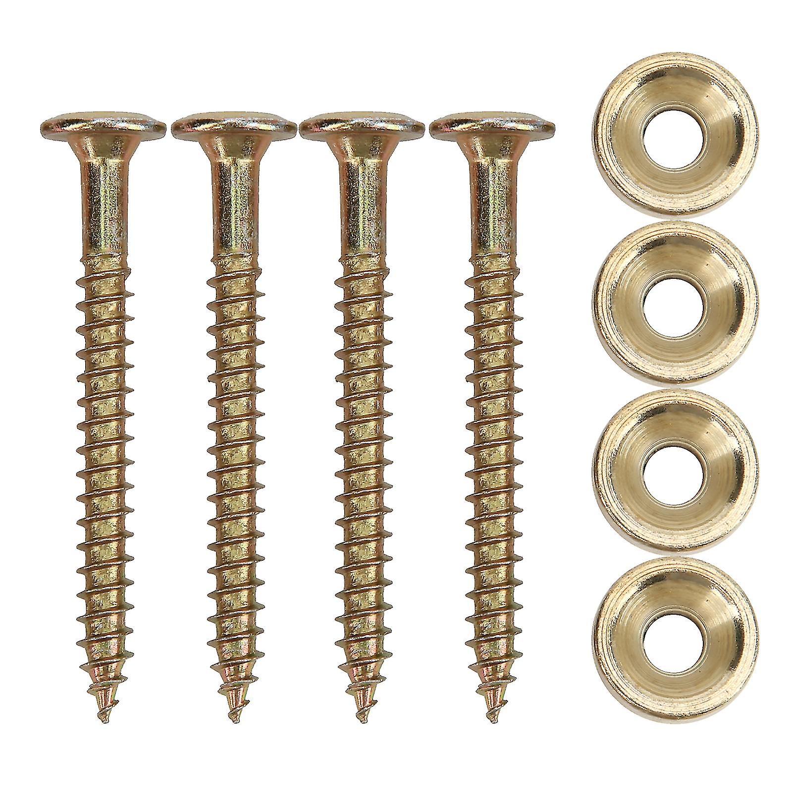 4 Sets Guitar Neck Joint Bushing Set Metal Ferrule Bolt with Screw Accessory for Electric BassGold
