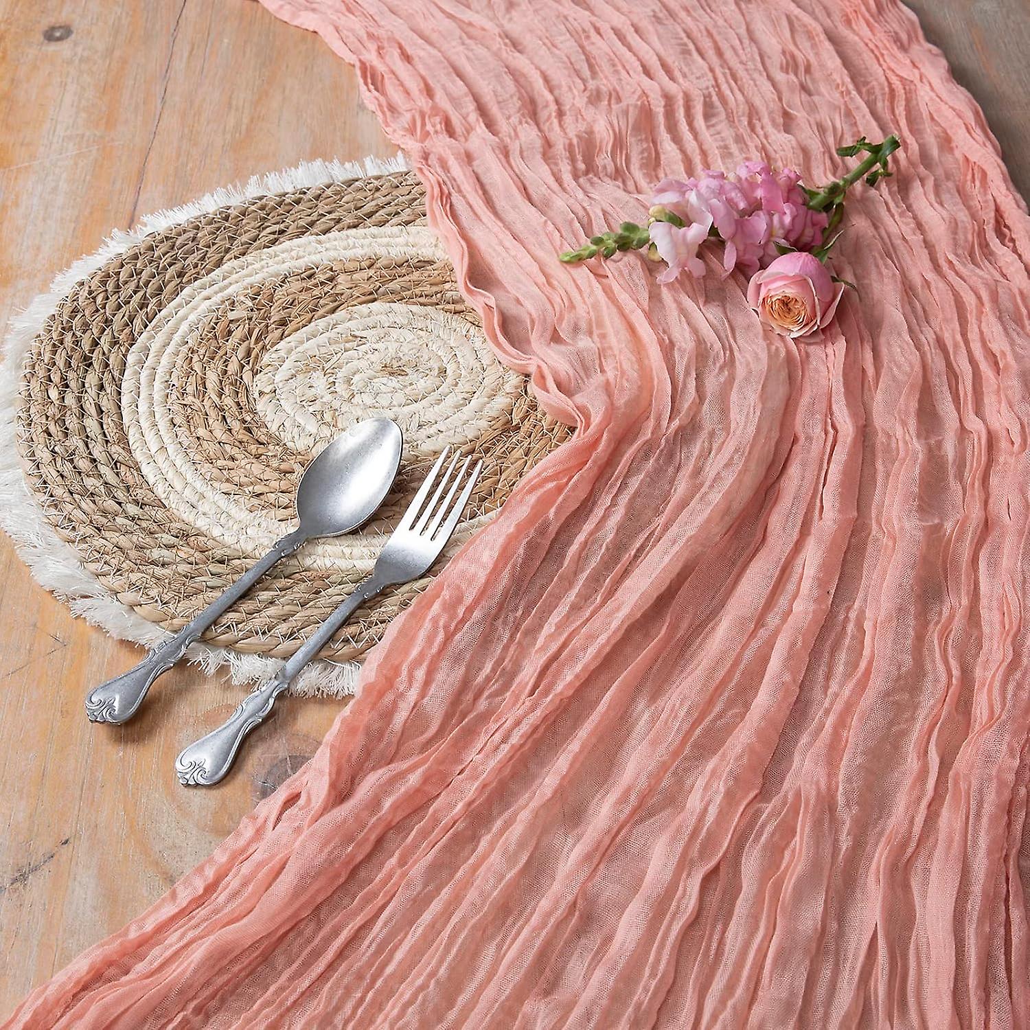 Thanksgiving Table Runner Rust Cheesecloth Table Runner 13.3ft Boho Gauze Cheese Cloth Runner Rustic Runner 160inch Long