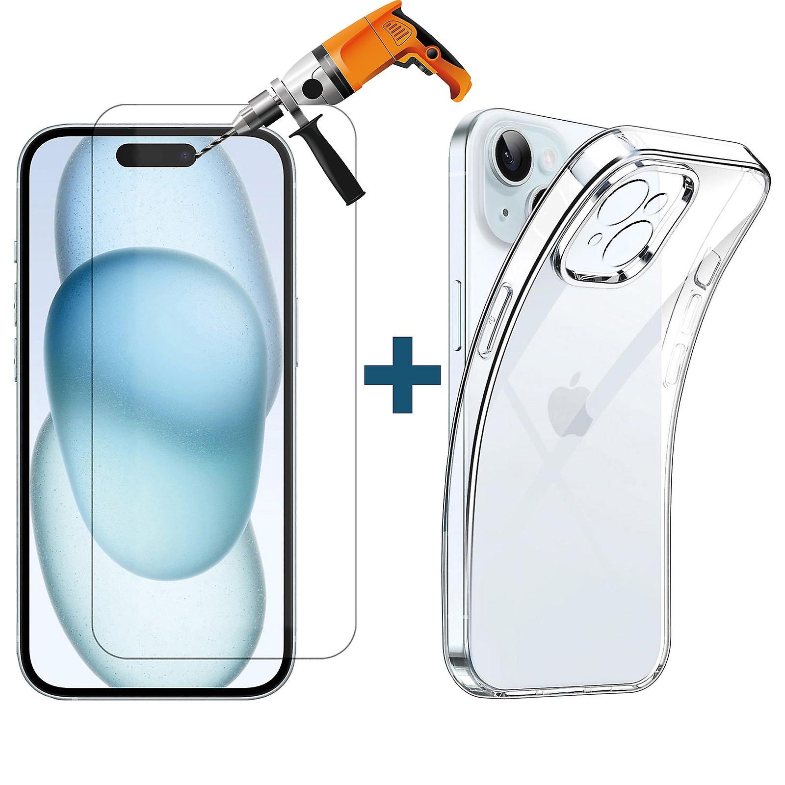 For Apple Iphone 15 Plus Phone Case Cover And Tempered Glass Screen Protector