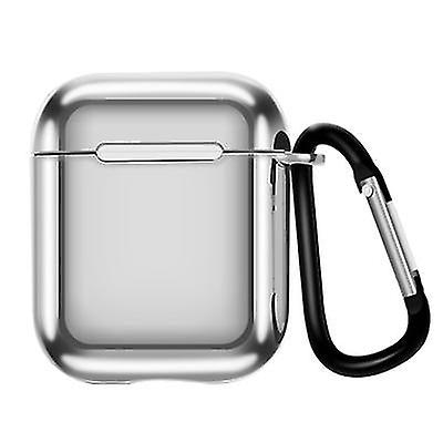 2Pcs White Suitable For Airpods1/2 Generation Electroplating Tpu Protective Sleeve Apple Bluetooth Wireless Headset Case With Carabiner Az15646