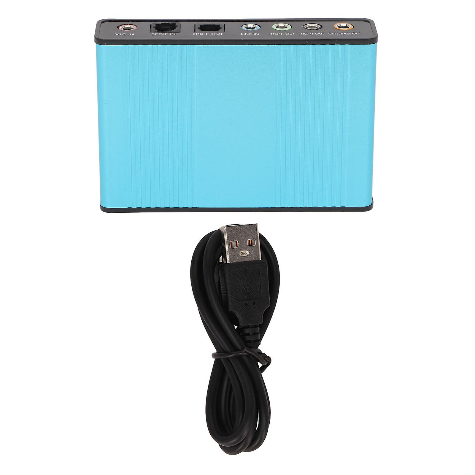 USB sound card 6-channel 48kHz sampling rate analog play recording external sound card for PC laptop Blue
