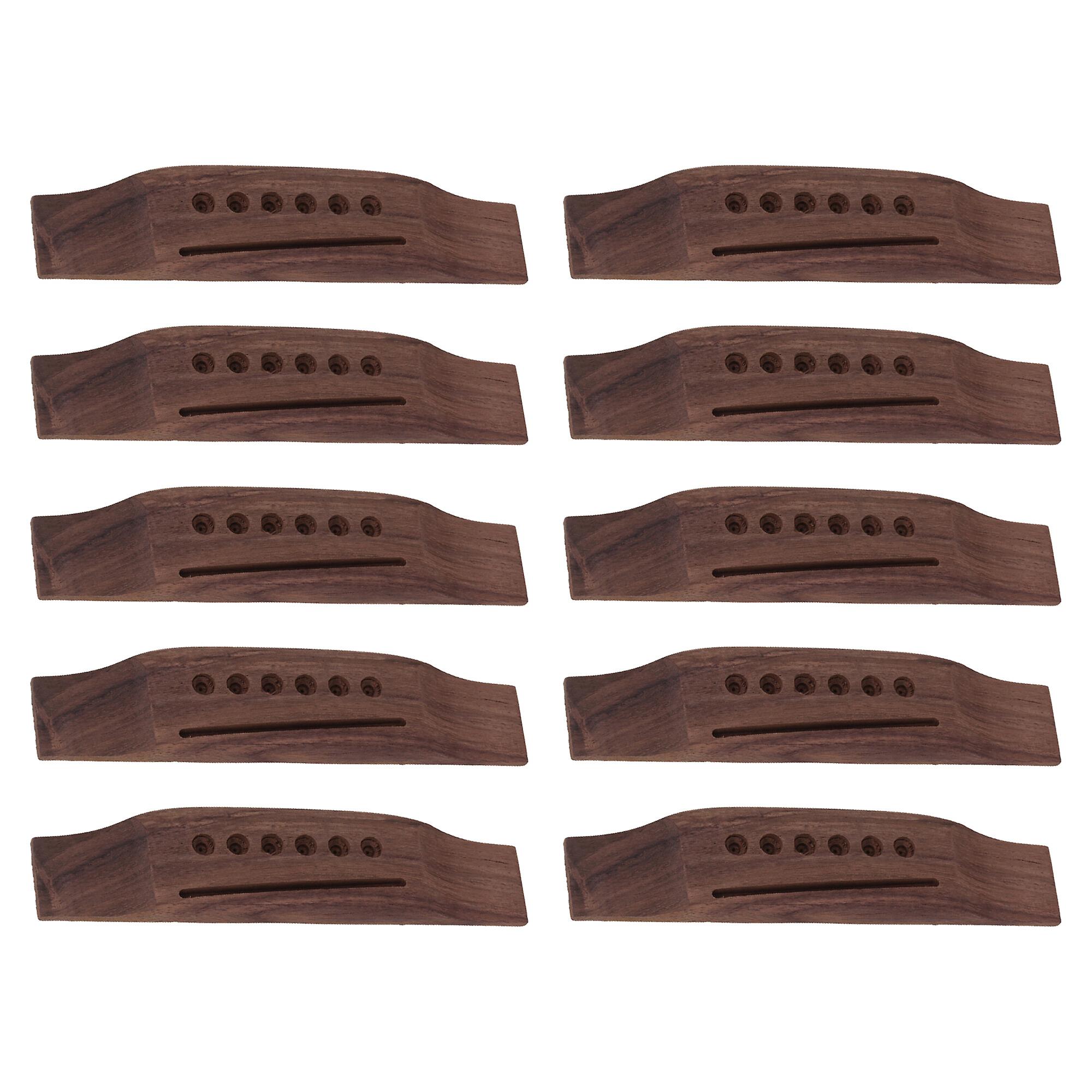 10 Pcs Acoustic Guitar Wooden Saddle Tailpiece Bridge for 6 Strings Set
