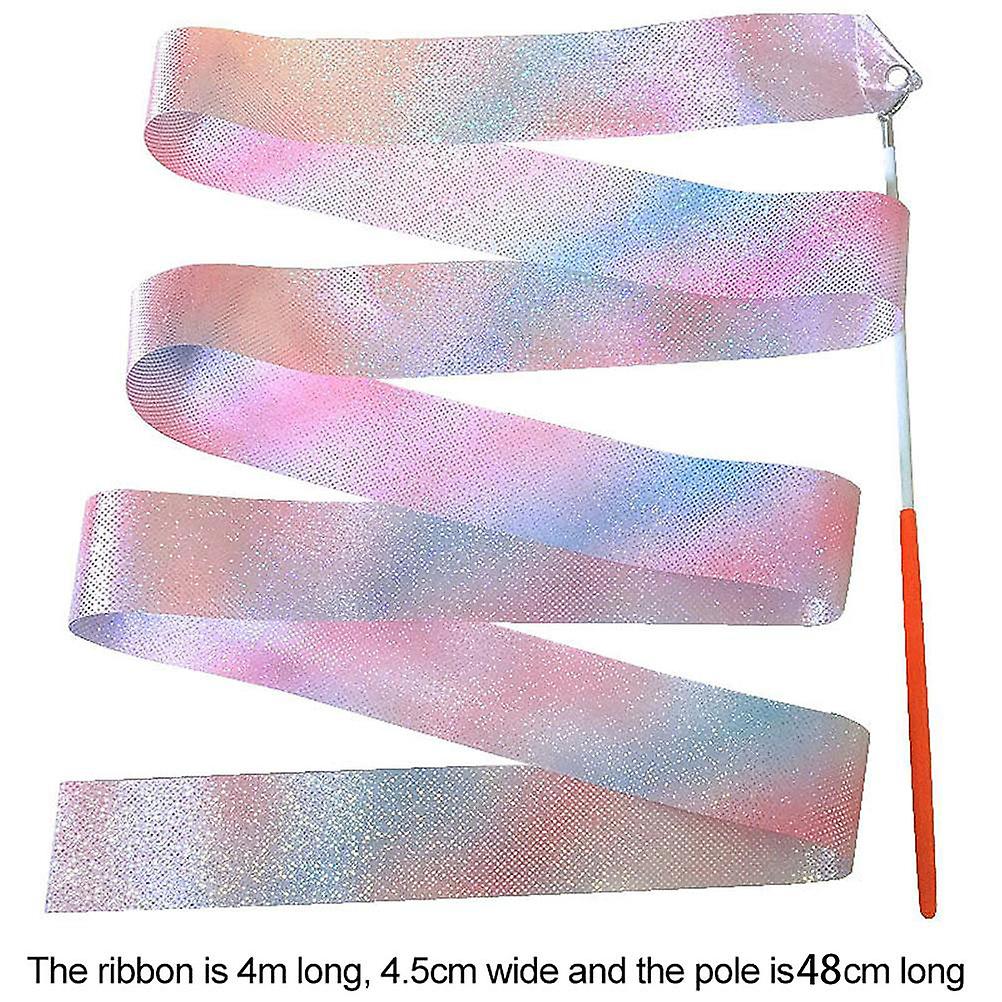 2m/4m Kids Dancing Twirling Silk Bandsfor Kids Artistic Dancing Wands Glittering Rhythmic Artistic Ballet Twirling Silk Bands for Kids Artistic