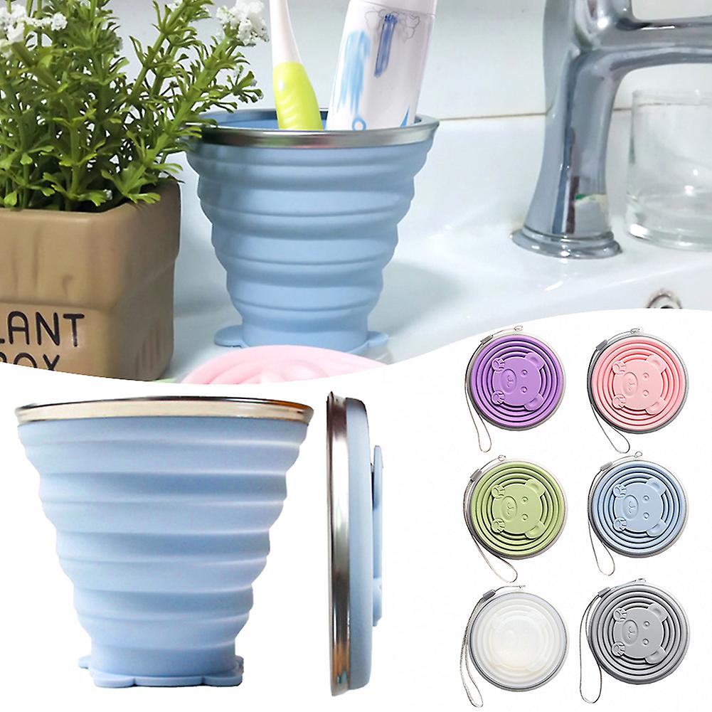 Foldable Silicone Cup for Travel with Lanyard Kids Portable Reusable Drinking Cup for School Travel
