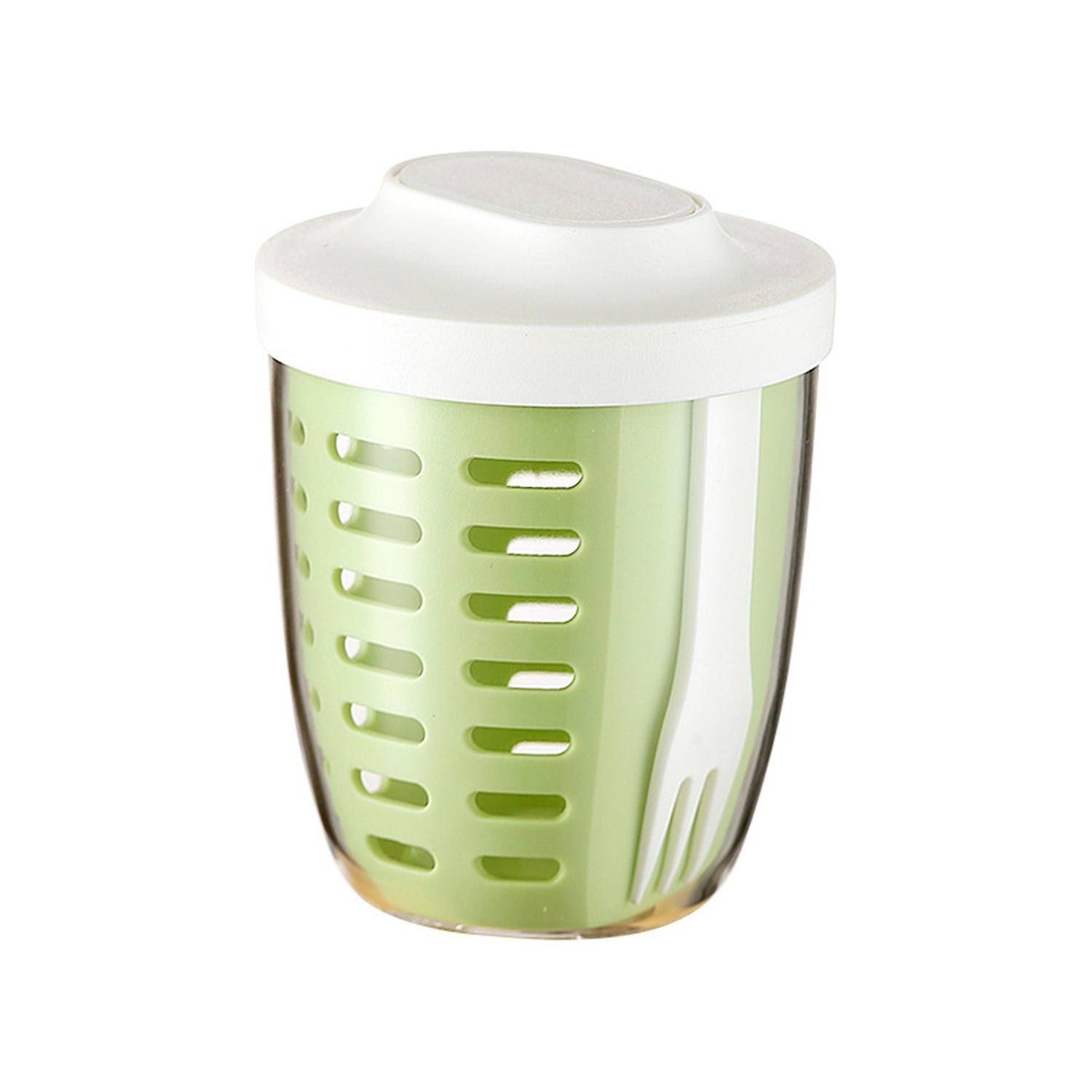 650ML Fruit Cup Double-layered Drainage Airtight Leakproof Large Capacity with Lid And Fork Salad