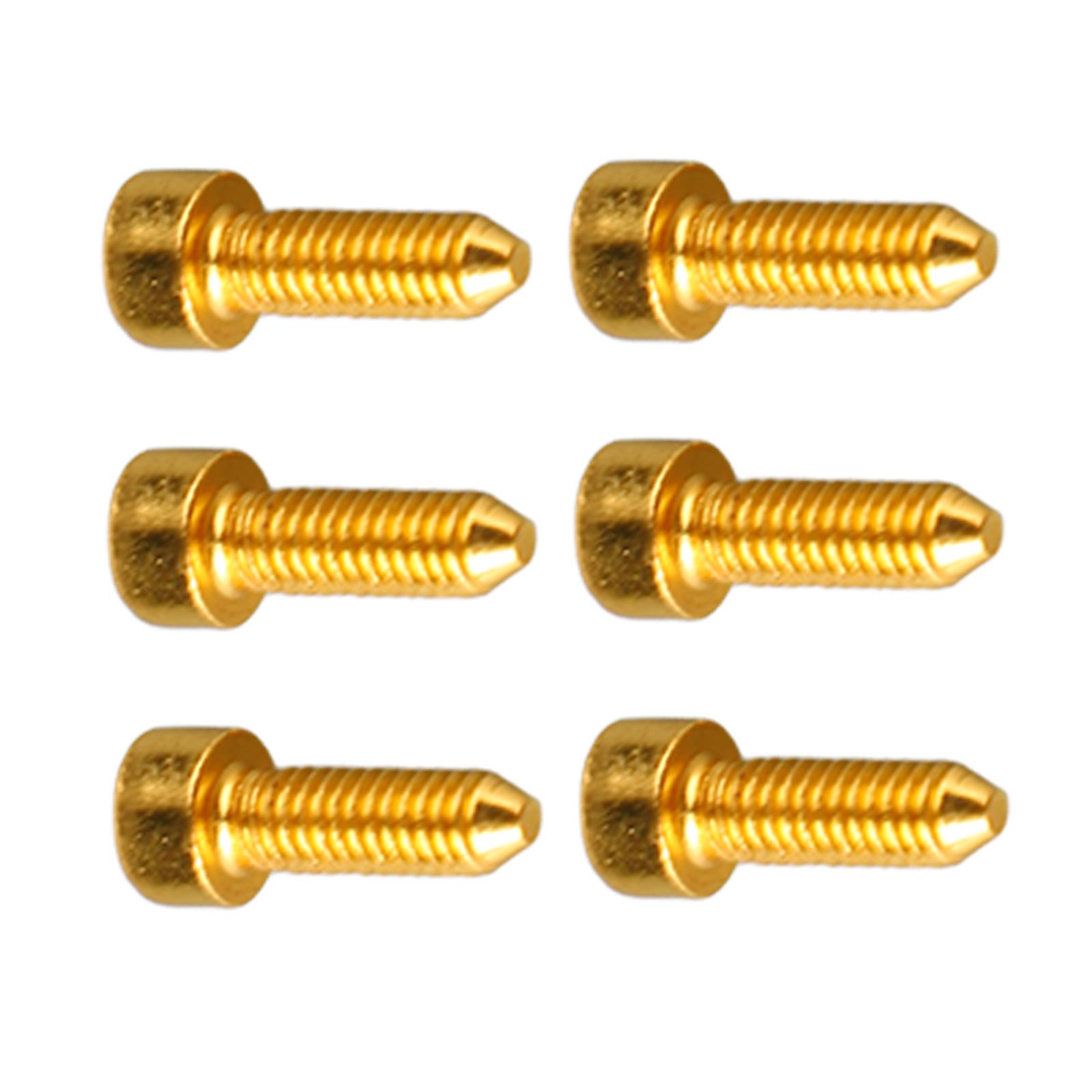 6PCS Guitar Hex Head Screws Double Tremolo Bridge Saddle String Locking Screw with Taper Tip Gold