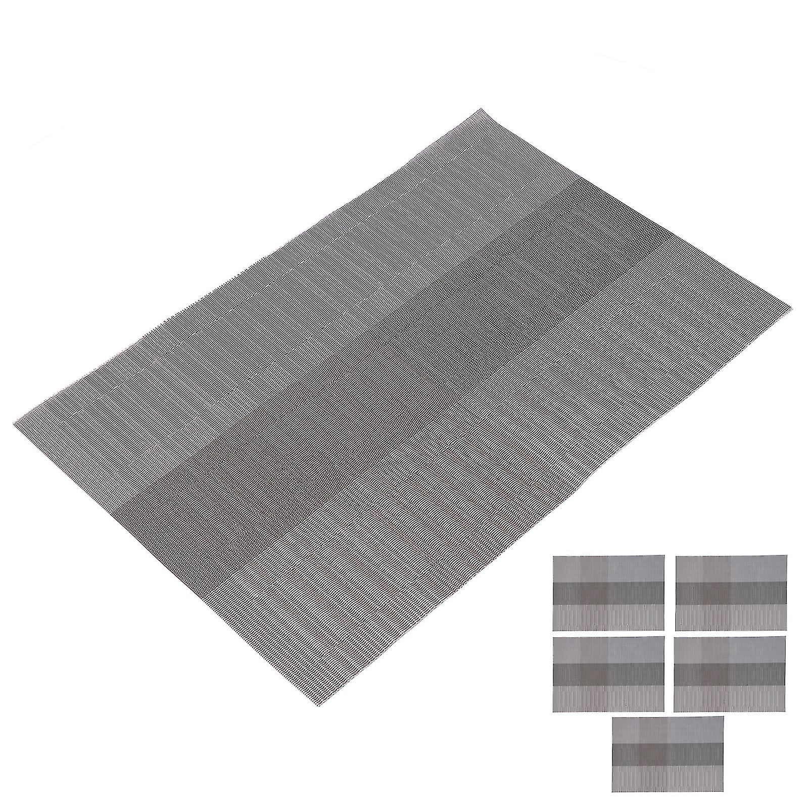 Grey Pvc Washable Rectangular Placemat Dining Mat - 5pcs Set For Home, Hotel, Restaurant