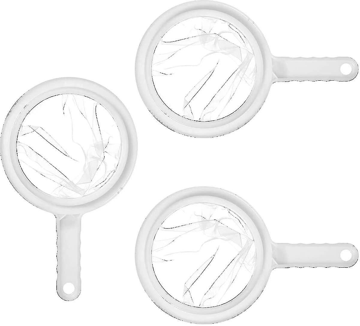 3 Plastic Mesh Colanders (120/200/400 Mesh) with Handles for Filtering Yogurt Tea