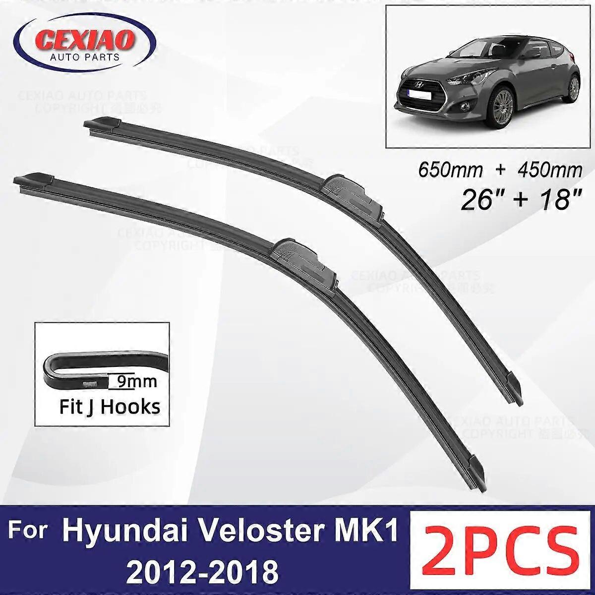 Car Wiper For Hyundai Veloster MK1 2012~2018 Front Wiper Blades Soft Rubber Windscreen Wipers Auto Windshield 26"+18" 650 450mm FN9U5594