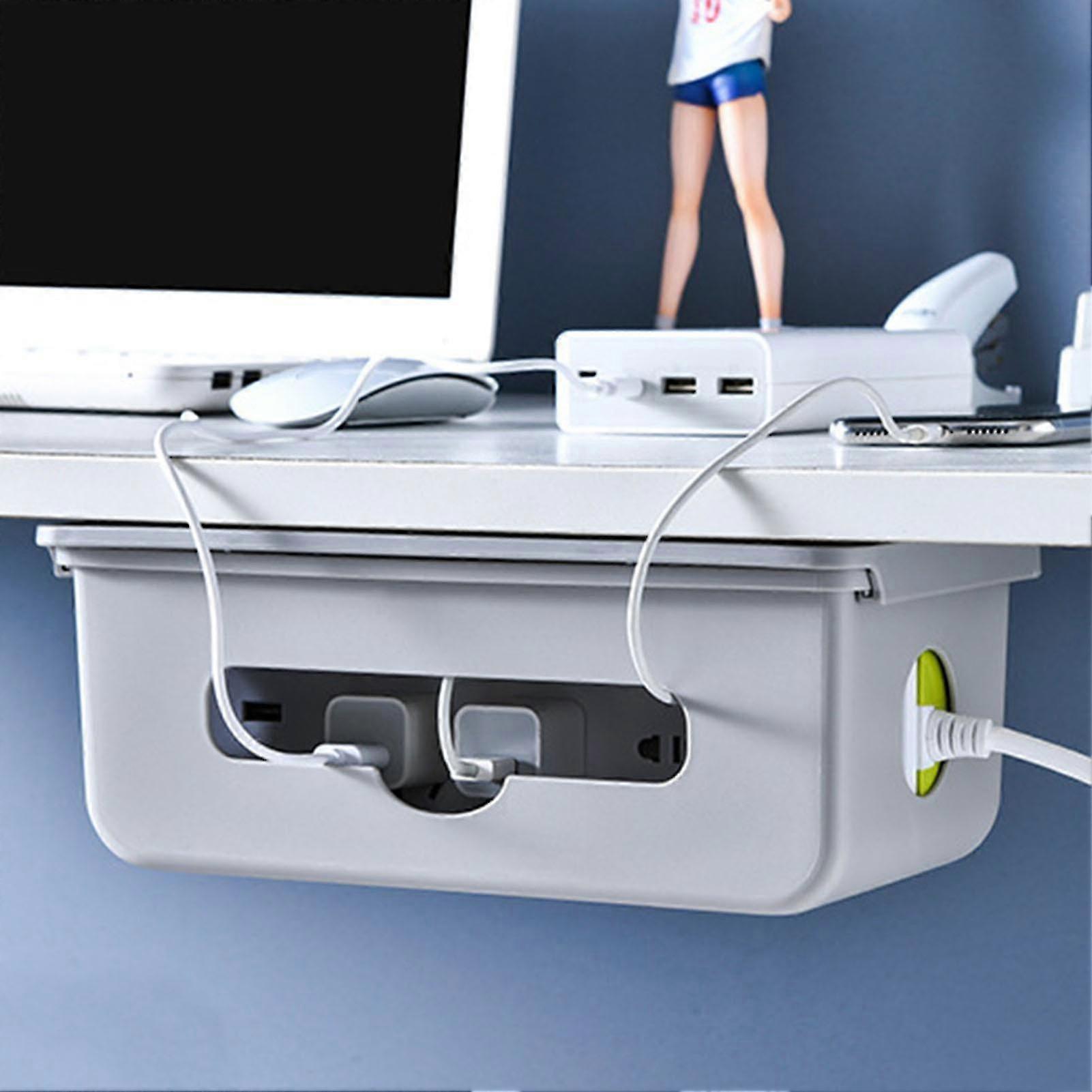 Cable Management Box Under Desk Hidden Organizer For Desktop Home Office