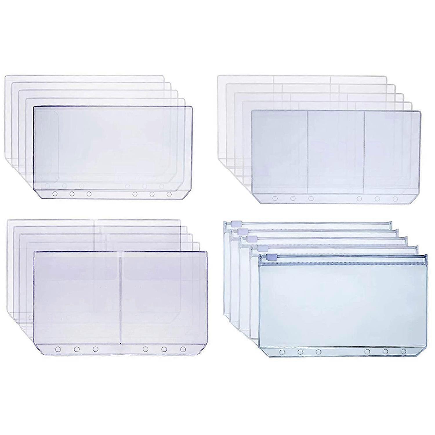 A6 Size Binder Pockets with Different Partitions,Binder Folders Waterproof 6 Holes Loose Leaf Bags
