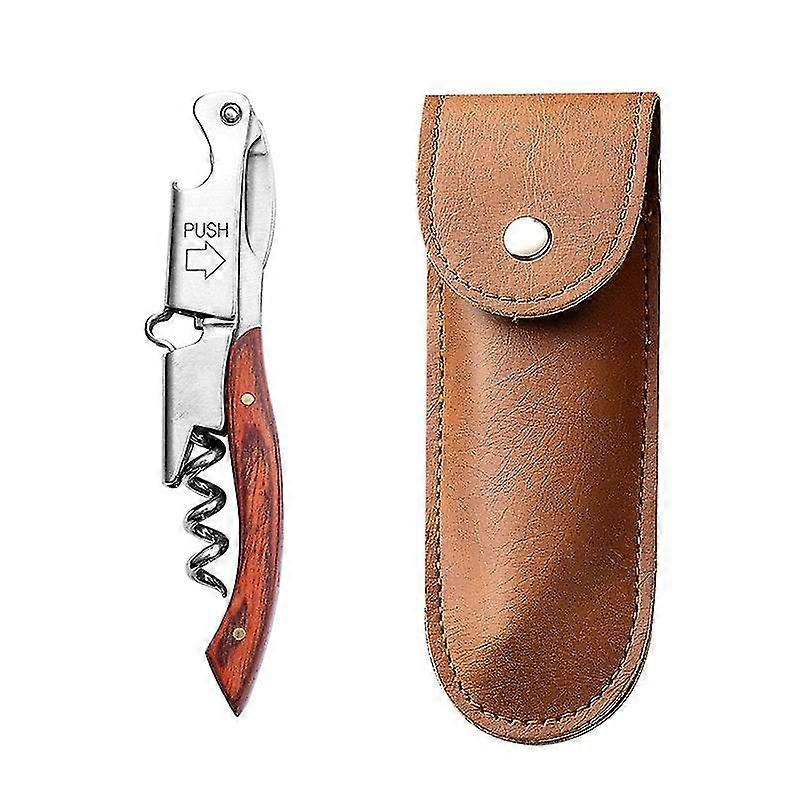 Capa de couro com saca-rolhas de vinho