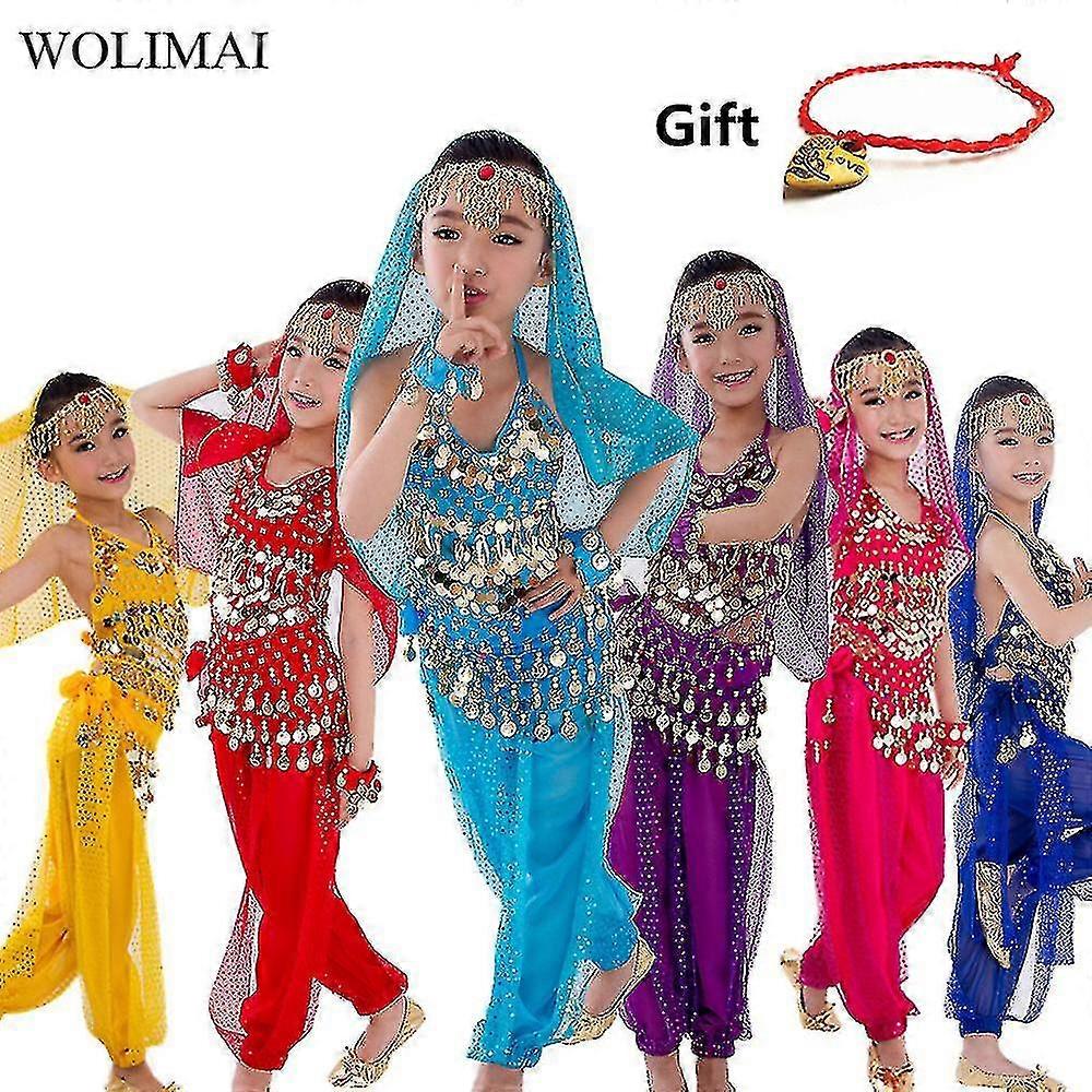 Barn Magdans Kostymer Set Orientalisk dans flickor Magdans Indien Magdans Kläder Magdans Barn Barn Indiska 6 Färger-Yvan