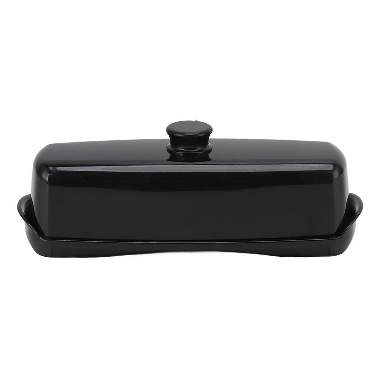 Plastic Butter Box Large Capacity Compact Cheese Storage Box with Lid Knife for Home Kitchen Refrigerators Black