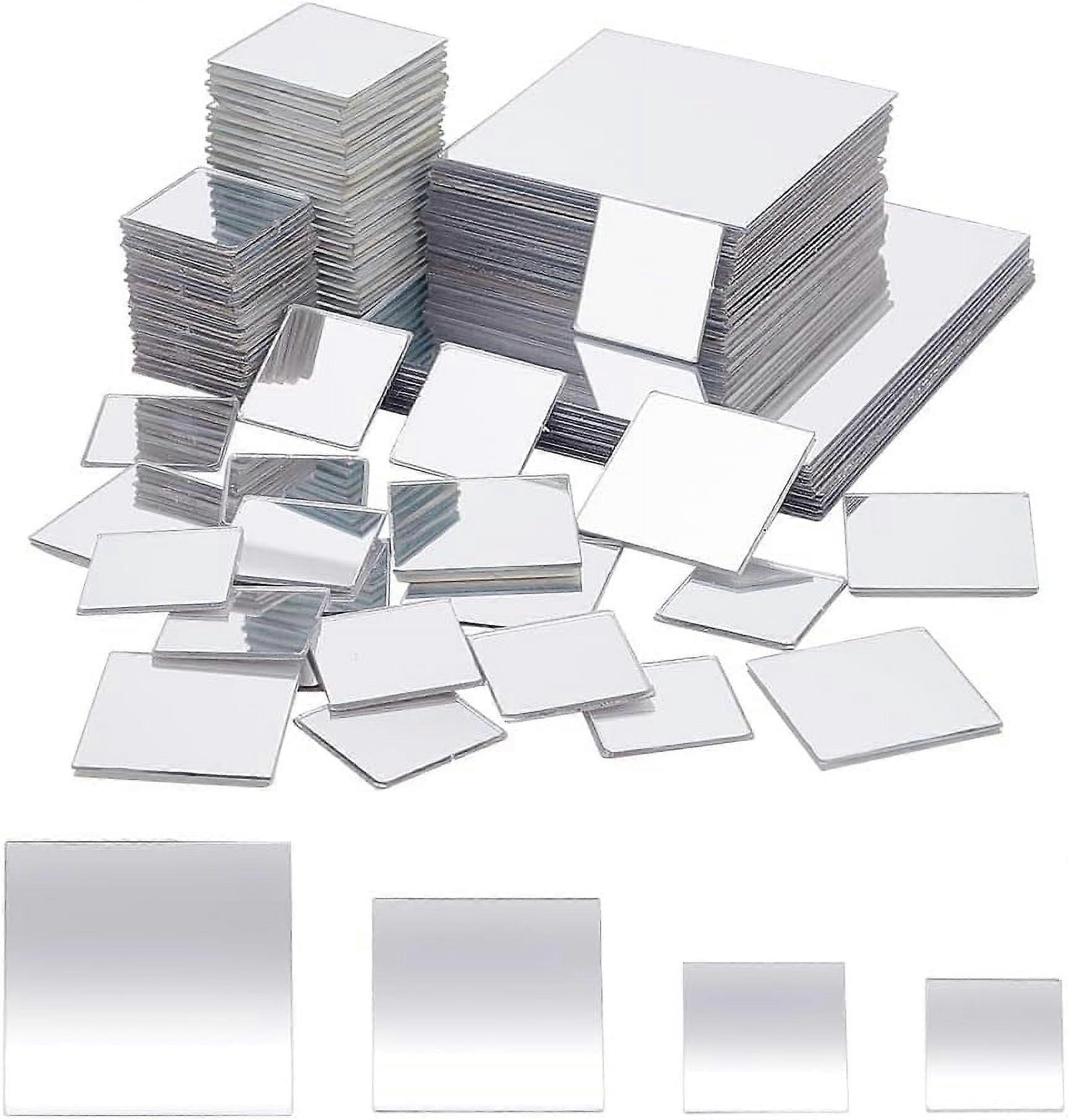 1Box Self Adhesive Acrylic Mirror 4 Sizes Flexible Square Mirror Sheets Wall Stickers Craft Mirror Tiles Reflective Mirror for Crafts Projects Supplie