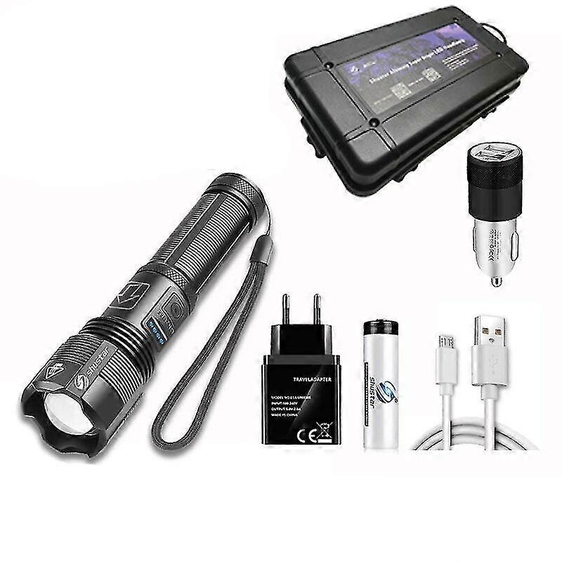 super bright 4 core p70.2 led flashlight with battery display 5 lighting modes for adventure, hiking, camping, hunting