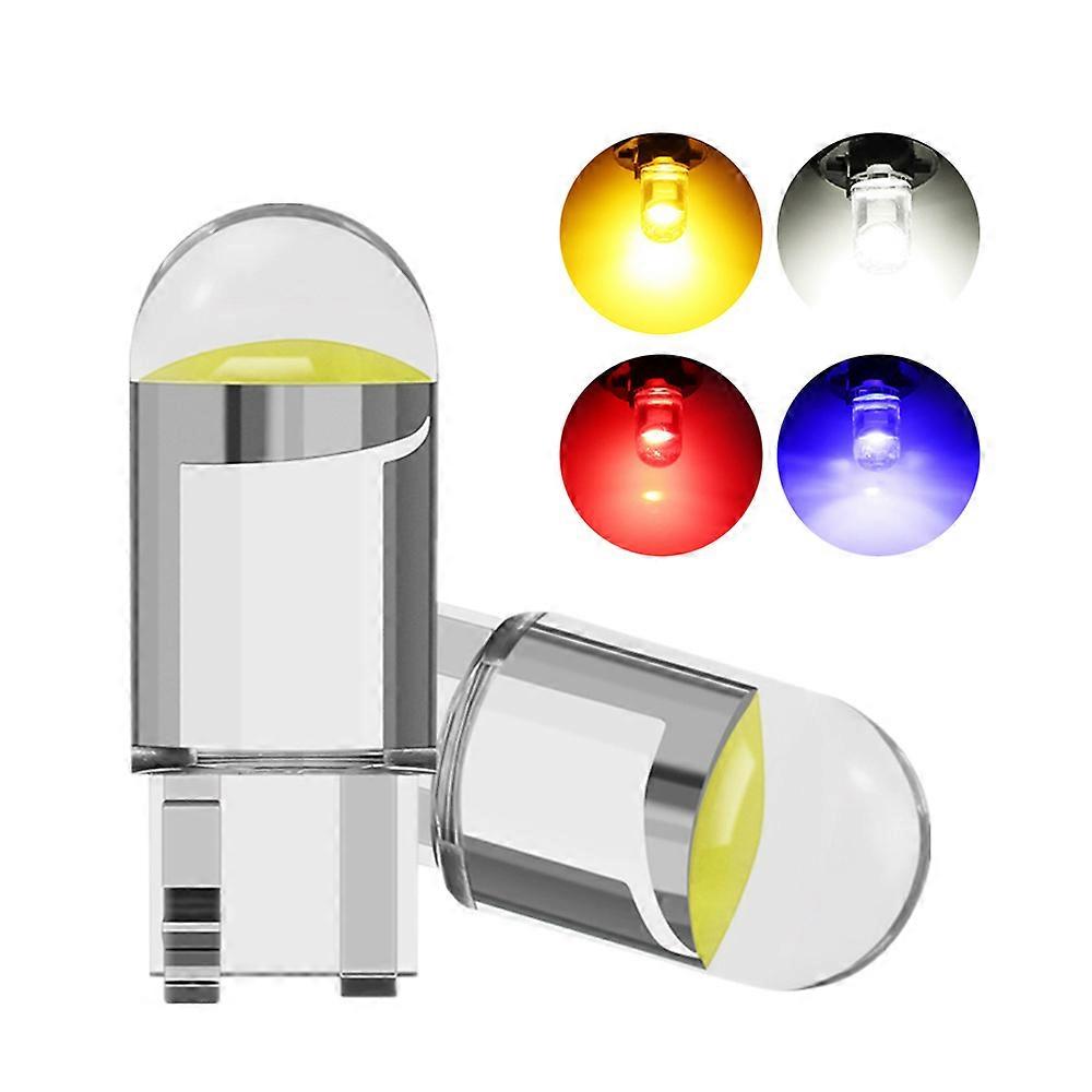 10Pcs 12V T10 LED CAR Canbus Crystal Transparent COB Reading Dome Lamp Marker Wedge License Plate Light Bulb White Yellow Blue