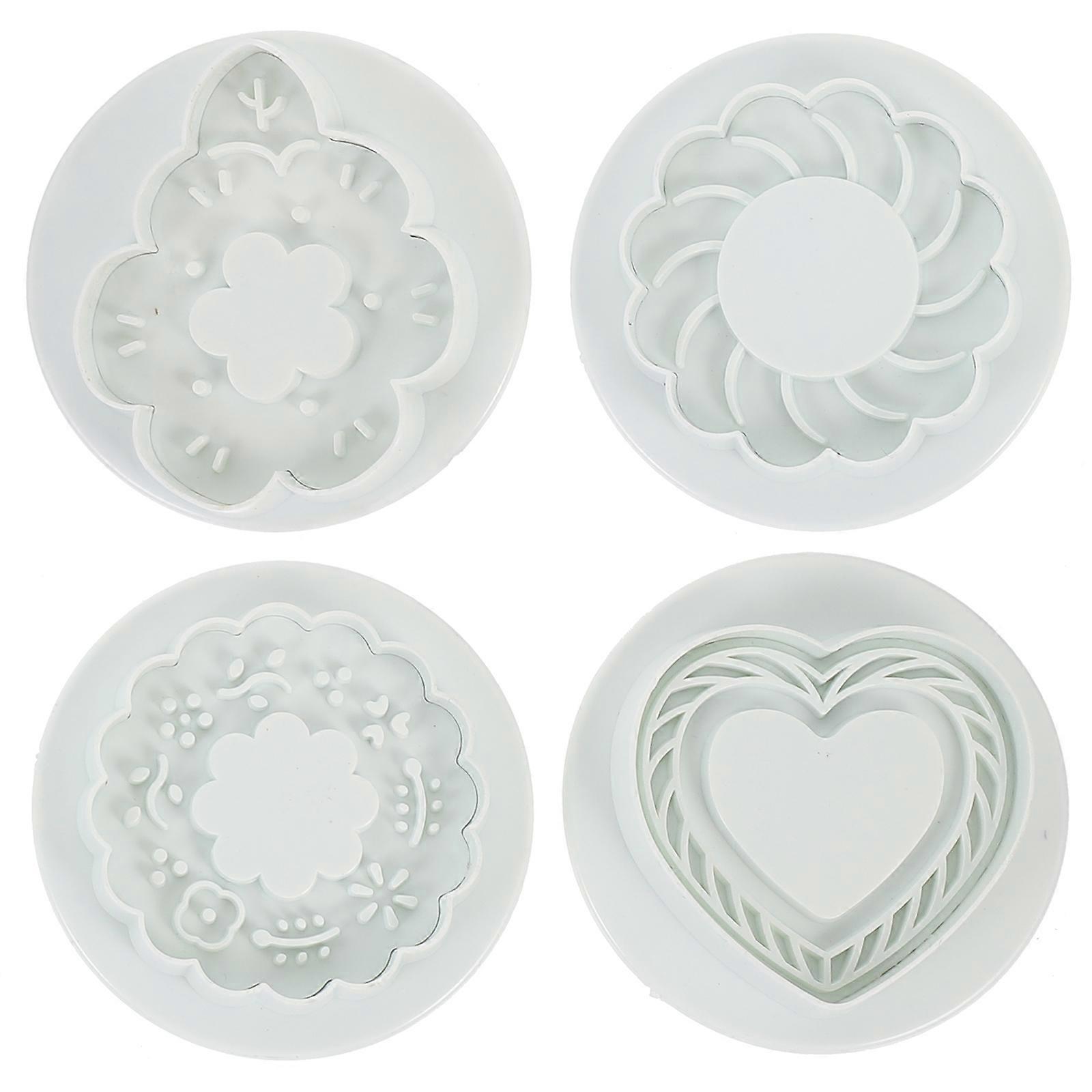4Pcs Cookie Stamps Reusable Plastic Cookie Cutter DIY Baking Cookie Molds