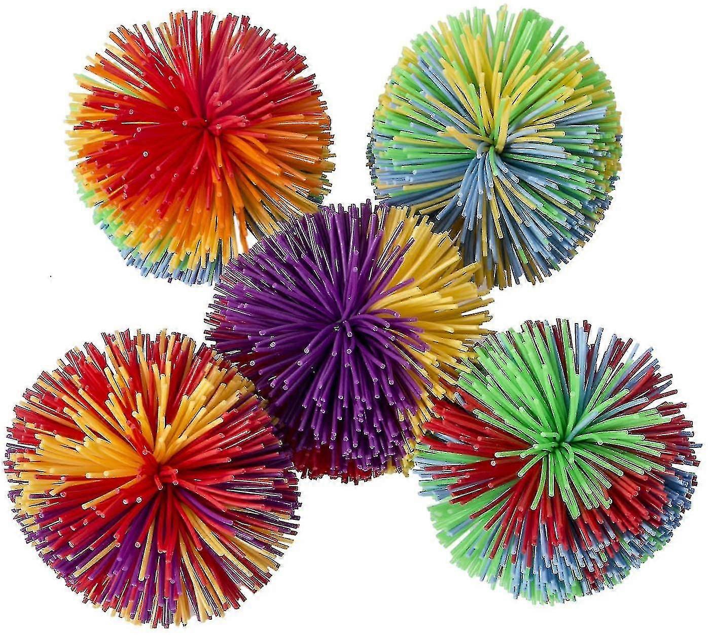 5 pack monkey stringy baller, stor sensorisk fidget leker stress baller, regnbue pom bouncy baller spill morsom fest favør