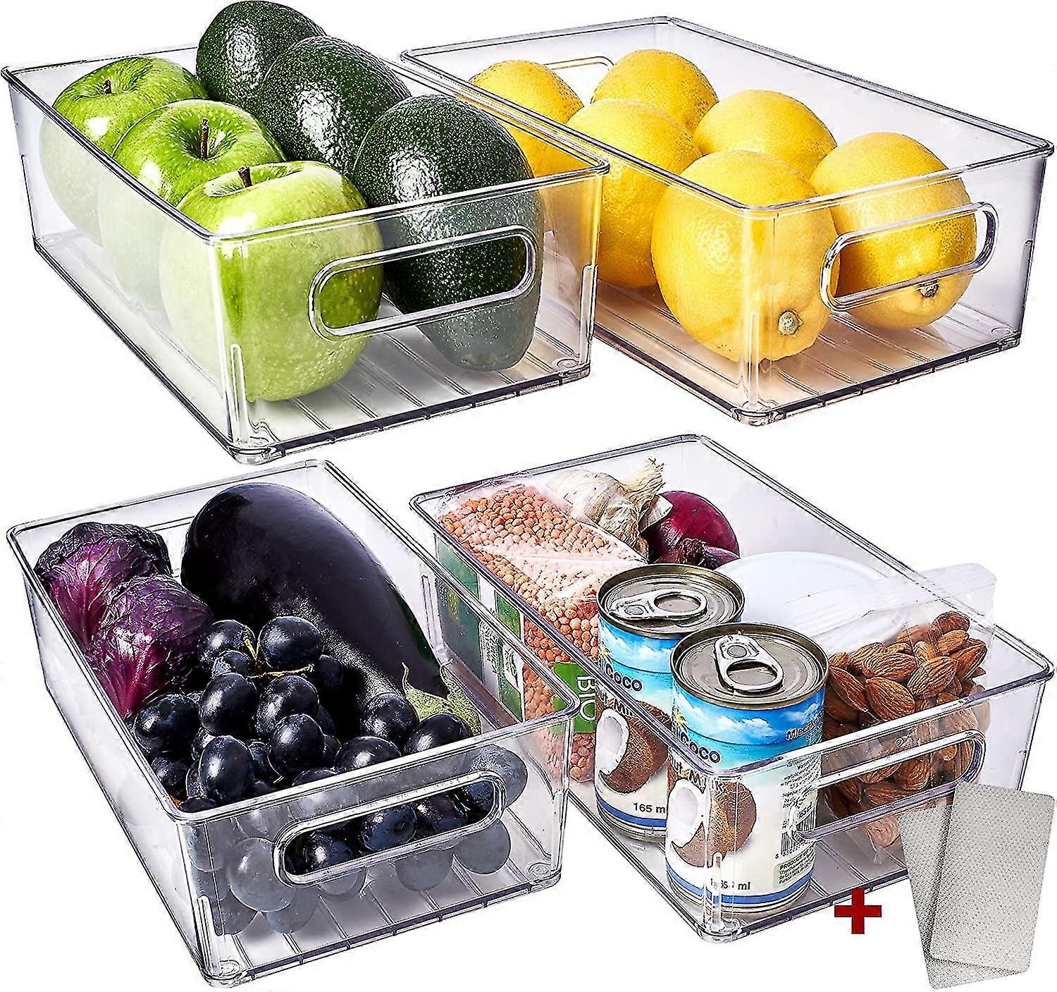 [set of 4] transparent fridge storage box - kitchen storage box