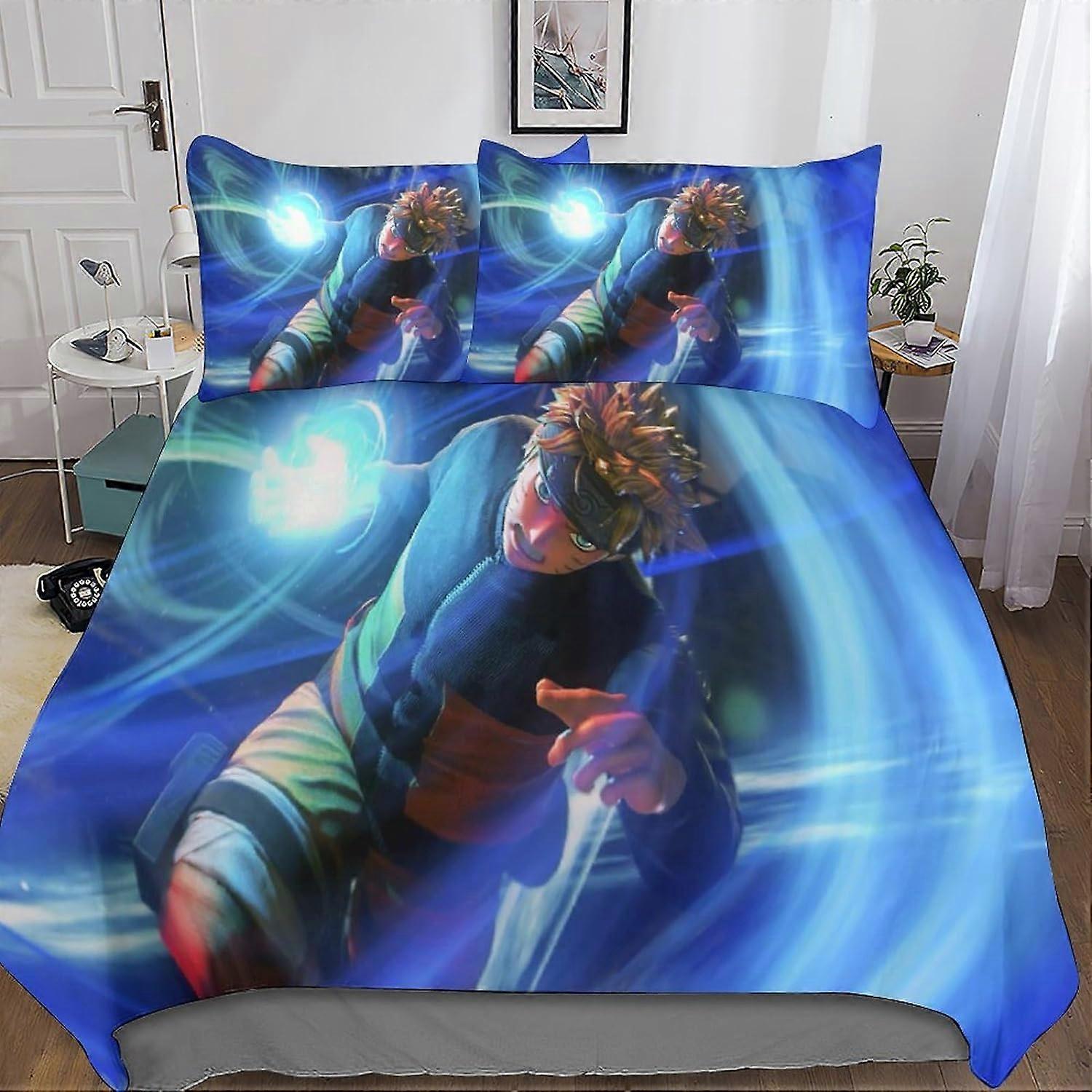 3D ناروتو لحاف غطاء الفراش وغطاء وسادة ستوكات الرجال الشباب الأولاد الاطفال مجموعات الفراش أنيمي مع إغلاق سحاب 3 قطع مزدوجة