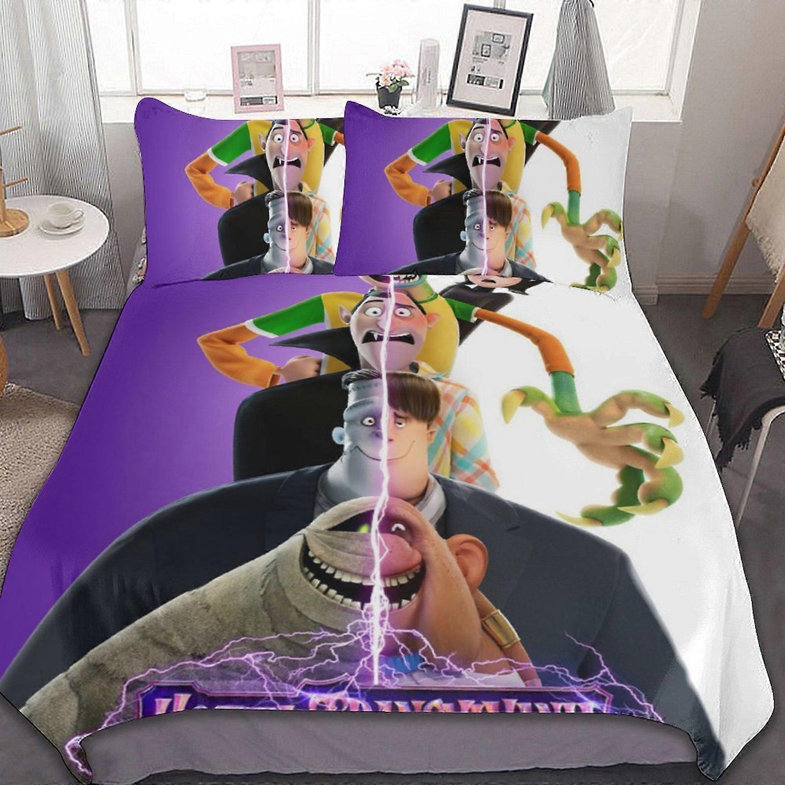 d363 Hotel Transilvânia Animação 3 Peças Conjuntos de Cama Conjuntos de Edredom Macio Decoração Presentes de Quarto Com 1 Capa de Edredom 2 Fronhas fv363