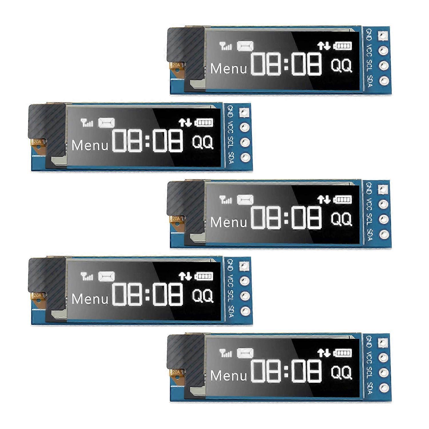 5 Pezzi Modulo Display I2C 0.91 Pollici I2C Modulo Display OLED I2C Schermo Driver DC 3.3V-5V (Whi