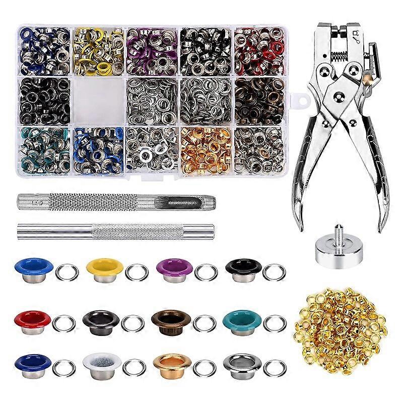 Jeu d’œillets 701 pièces Pince à œillets Œillets en métal Kit d’outils à œillets de 5 mm avec œillets de perforation Outils d’installation