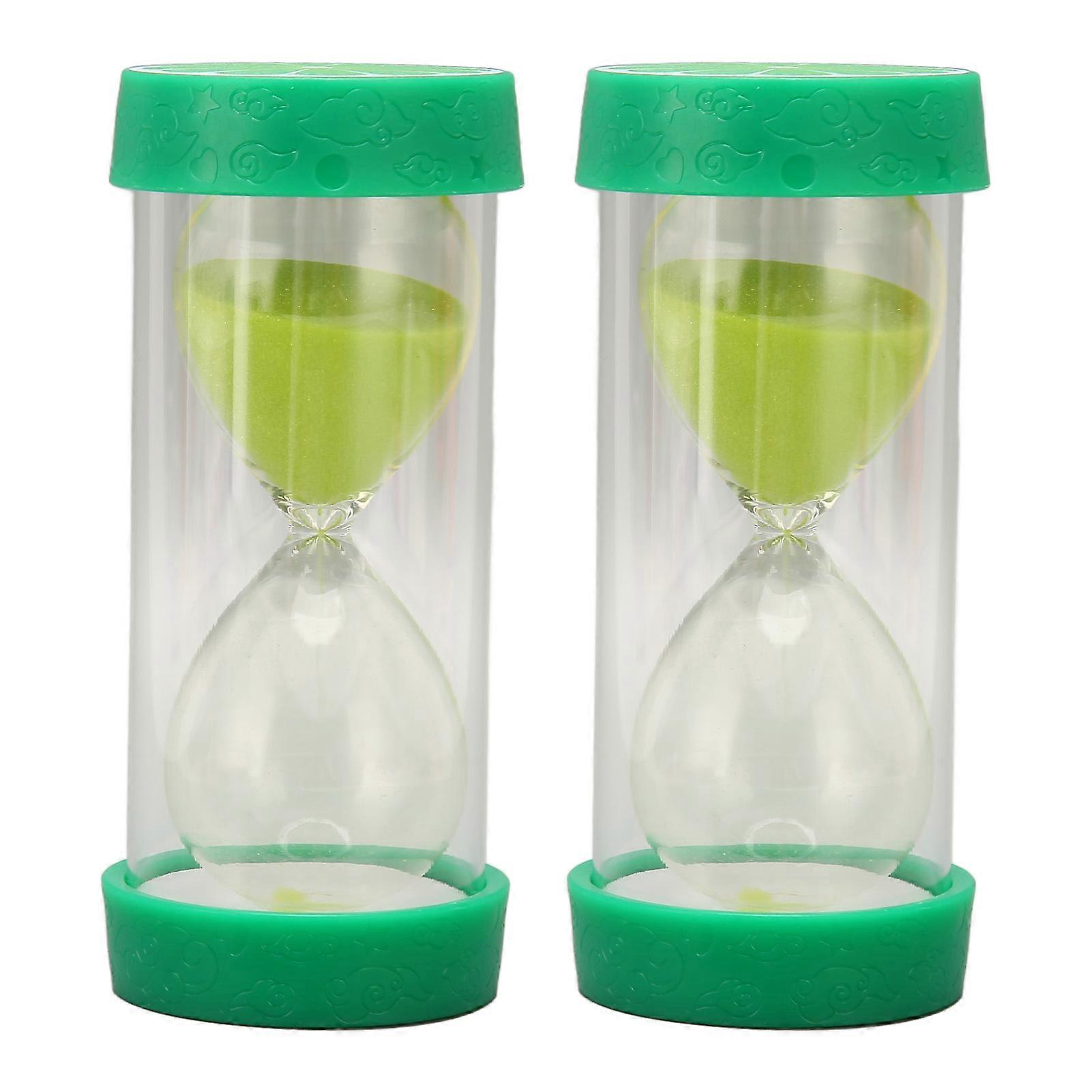 2Pcs Sand Timer 30 Minutes Cartoon Style Drop Resistant Plastic Bright Colors Sand Clock for Kitchen Classroom Office