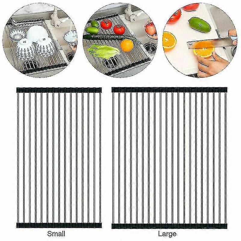 Lavastoviglie Rack Asciugatura Scolapiatti sopra lavello in acciaio inossidabile Rack Roll Up Cucina pieghevole