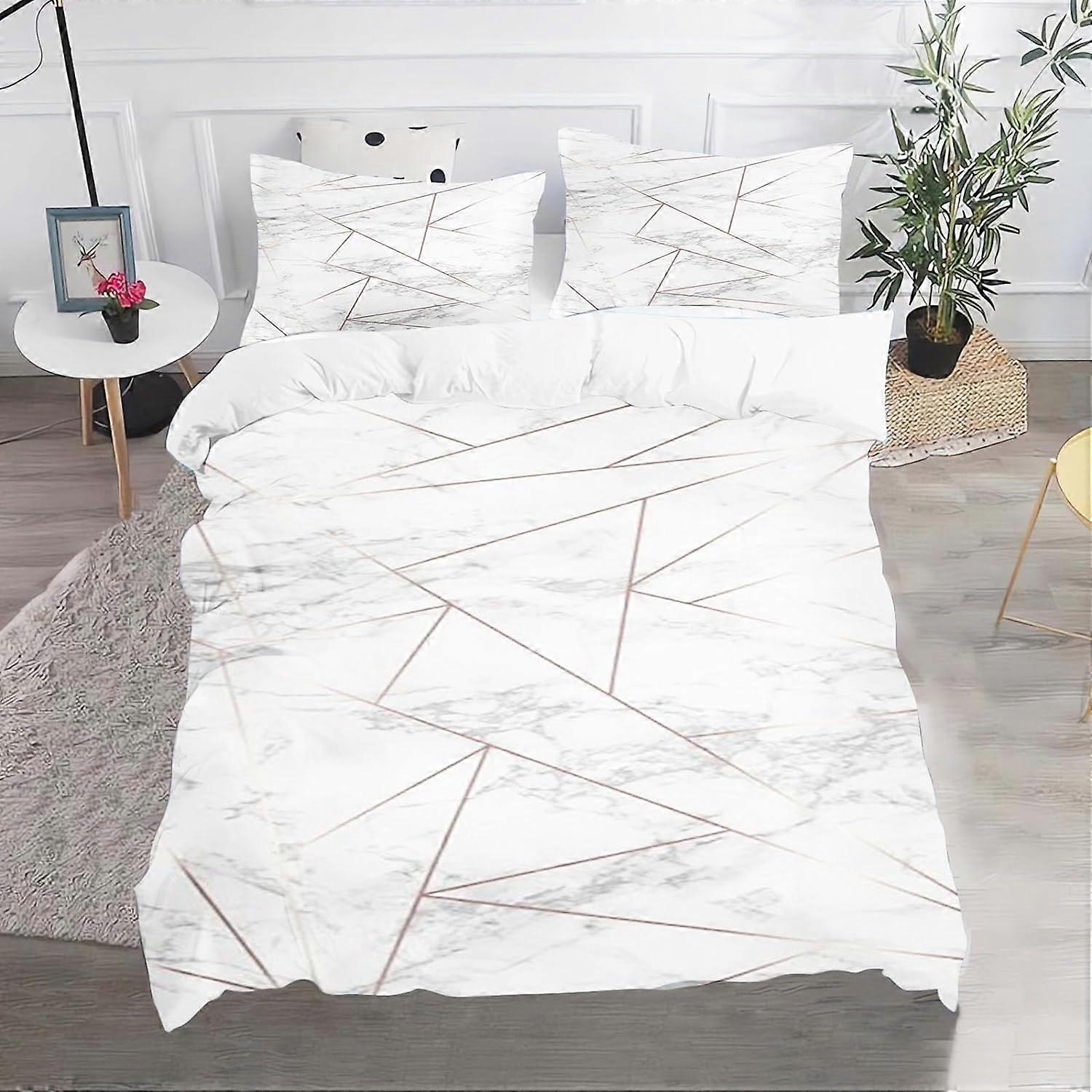 Children's Bedding Set, Marble Pattern, Microfibre, with Pillowcase, Zipper Closure