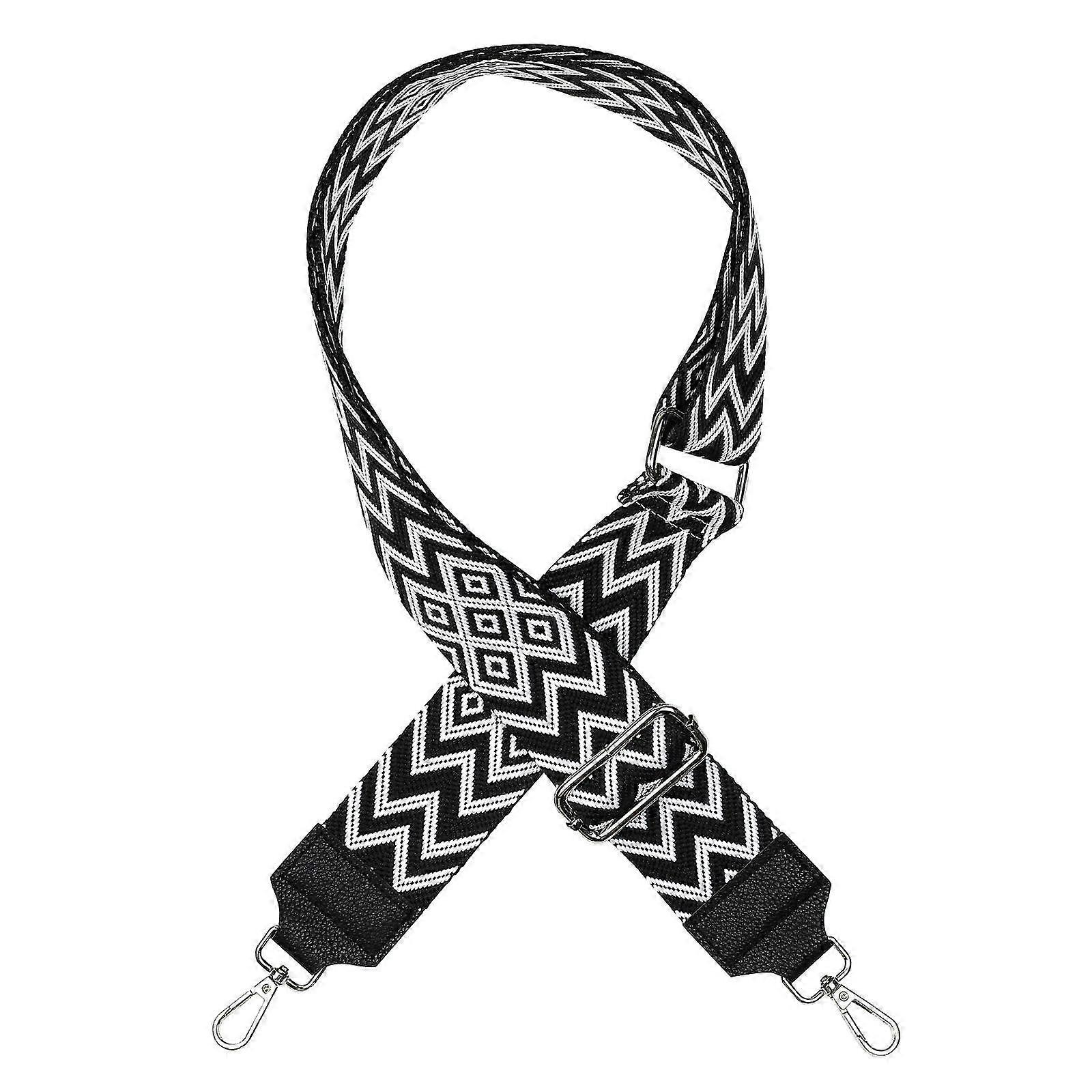 White Diamond On Black Background Adjustable Shoulder Strap, Multicoloured Wide Bag Strap Shoulder Strap DIY Bag Strap