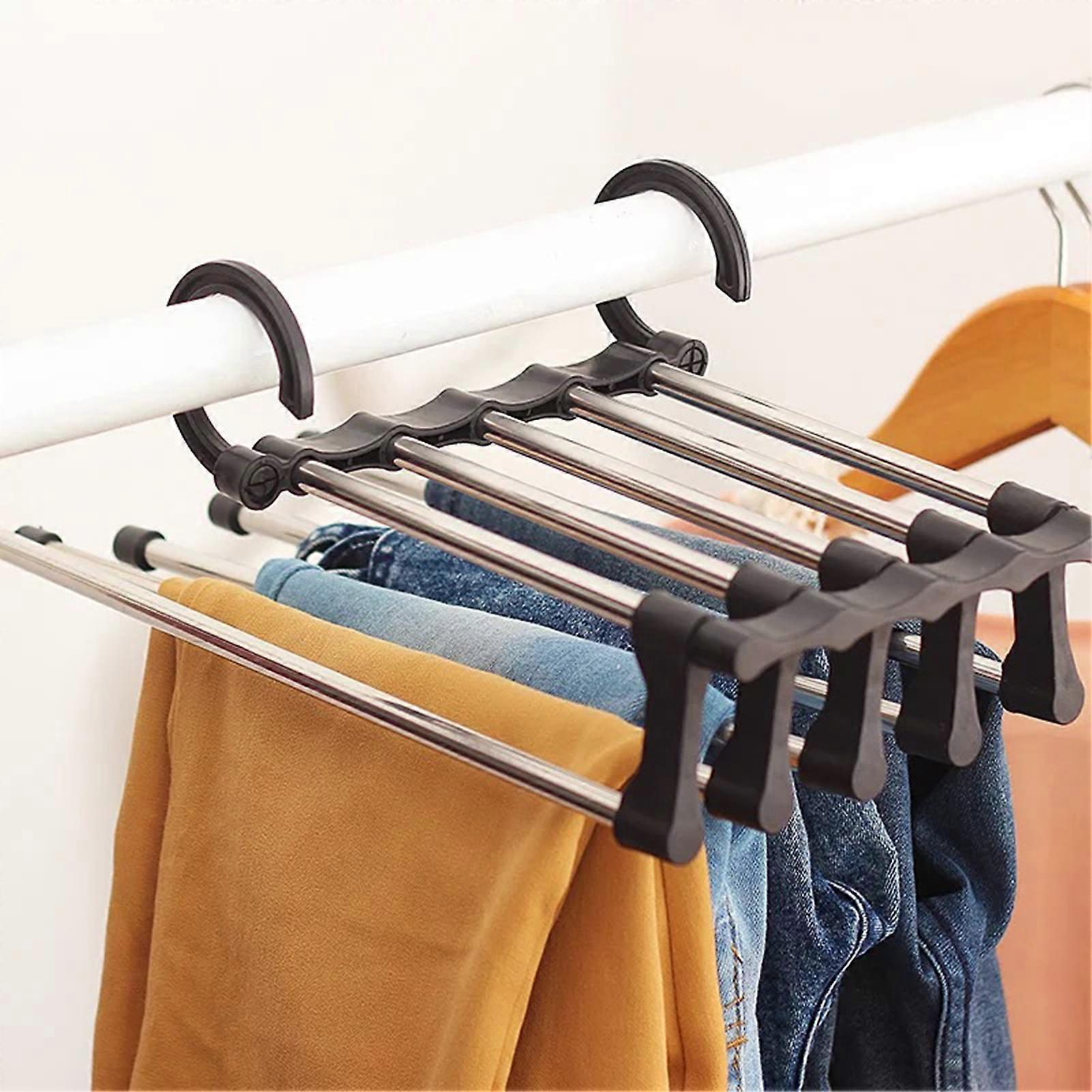 Pants Hanger Storage Rack Multi-layer Storage Retractable Rack for Pants Clothes Shirts Towels