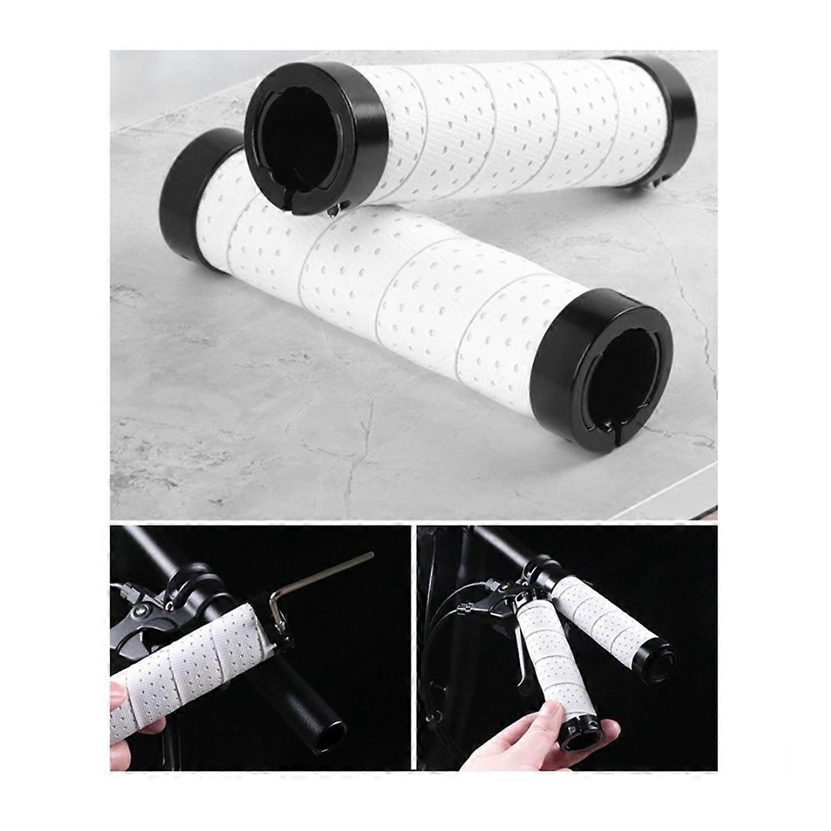 Bike Handle Grips Mountain Bike Grips Lock On, Anti-Slip Shock Absorbing Bike Handlebar Grips for 2