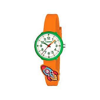 Relógio para meninos Calypso My First Watch - K5845-3 Pulseira de silicone laranja