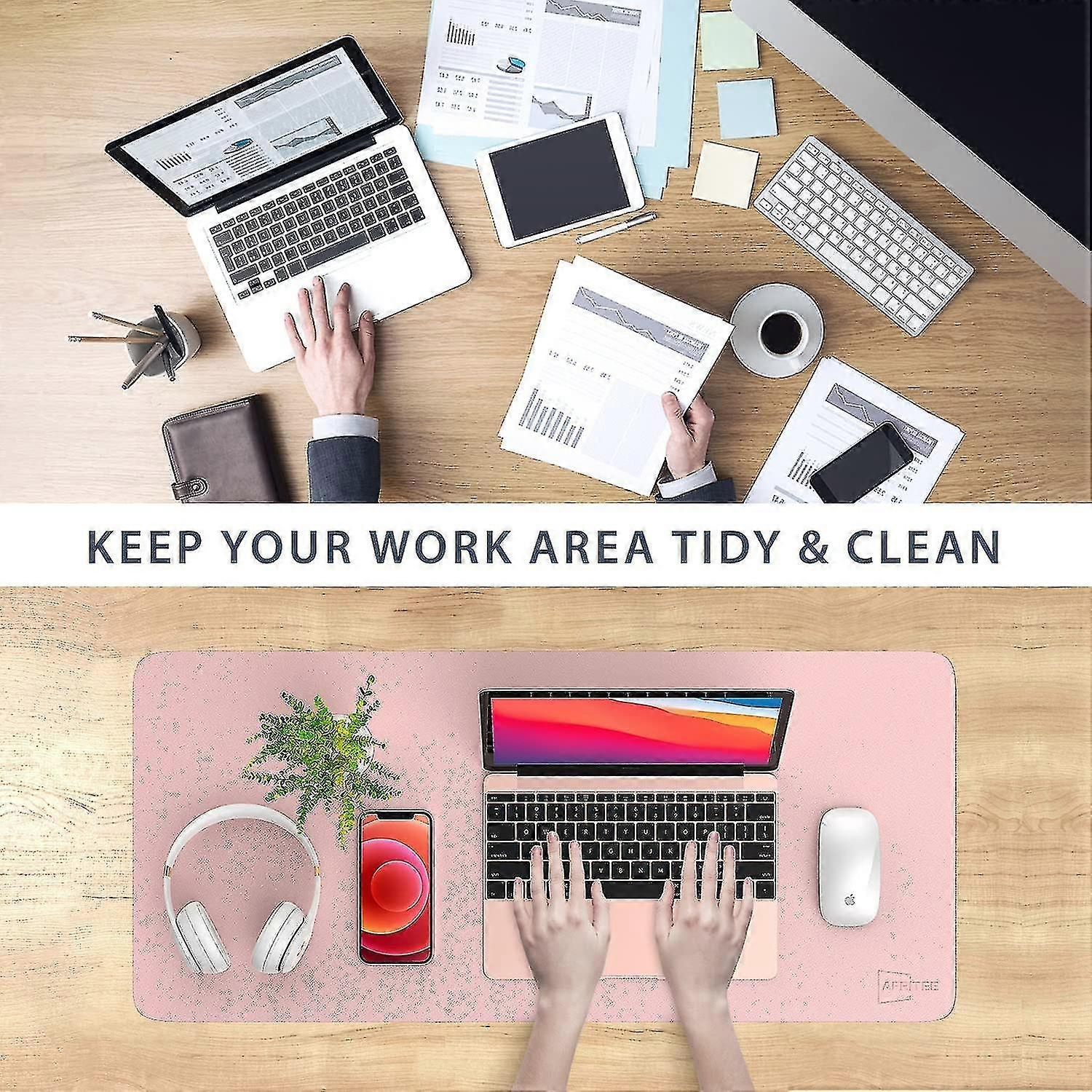 Desk Pad Protector Mat - Dual Side Pu Leather Desk Mat Large
