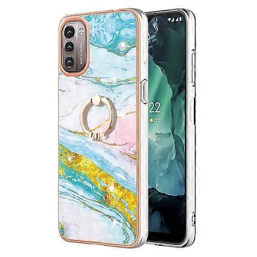 For Nokia G21 / G11 Electroplating Marble Pattern TPU Phone Case with Ring