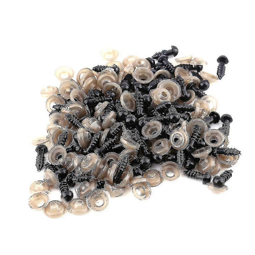 عيون الدمية، 100 قطعة 6 مم/0.24 بوصة عيون بلاستيكية آمنة للدمى، عيون كروشيه سوداء محشوة دائرية صلبة لصنع الدمى المحشوة المحبوكة بنفسك