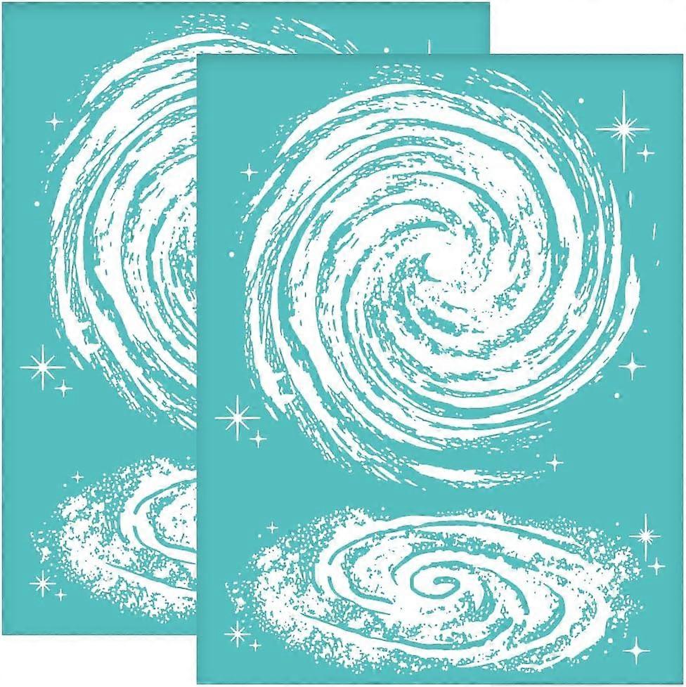 2Pcs 8.6x11 Inch Galaxy Outer Space Self-Adhesive Silk Screen Printing Stencil Galaxy Silk Screen Stencil Vortex Reusable Mesh Stencils Transfer for D