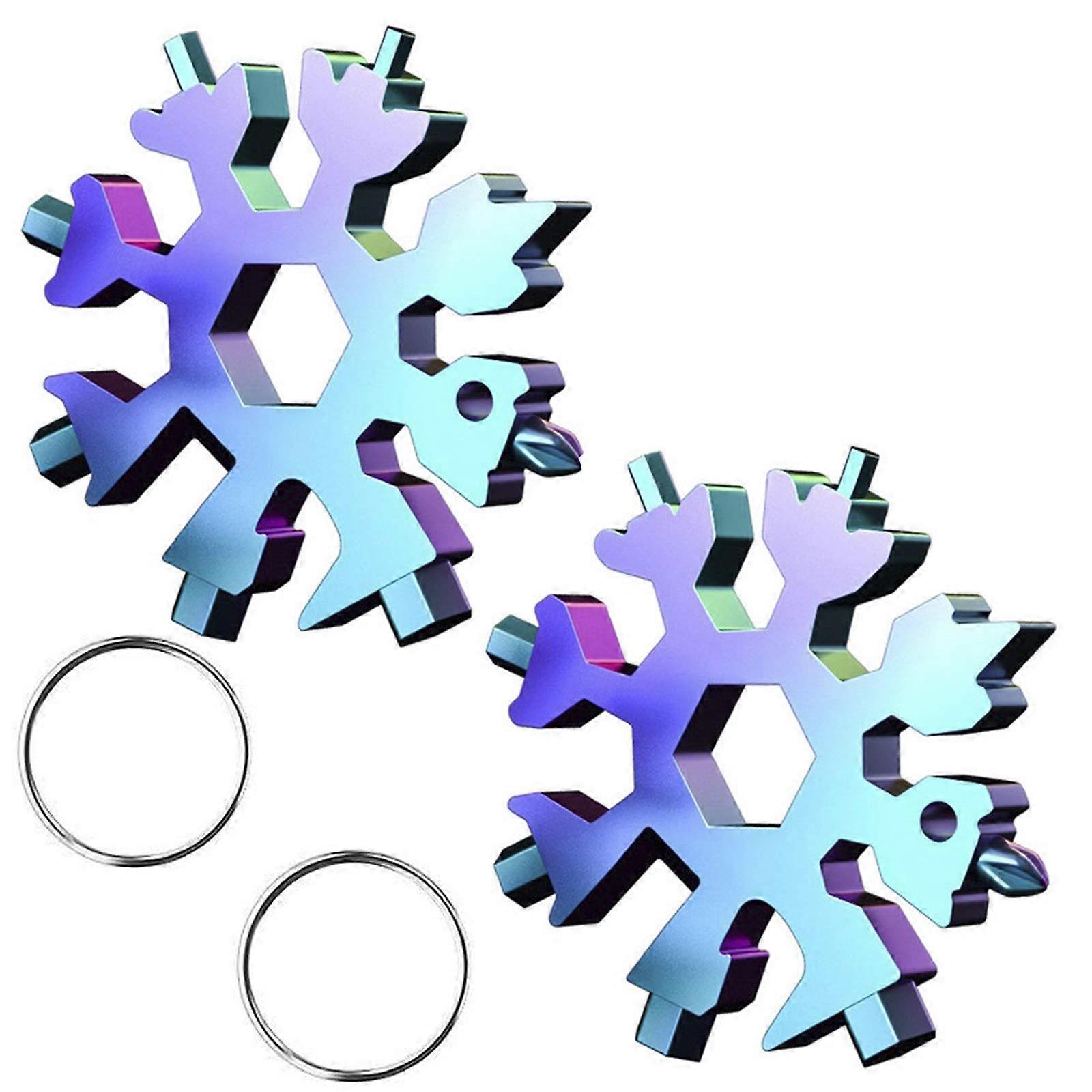 2 Pack Snowflake 18-in-1 Multi Tool, Stainless Steel Snowflake Wrench Bottle Opener for Indoor Outdoor Travel Camping