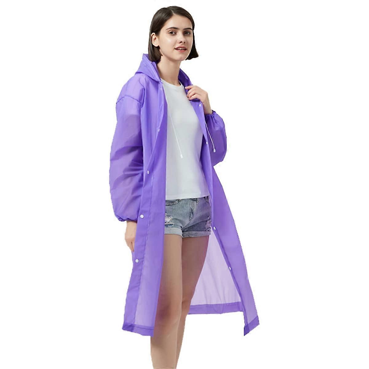 Raincoat Rain Poncho, Reusable Clear Raincoat with Hoods and Sleeves, EVA Waterproof Portable Rainwear for Adult