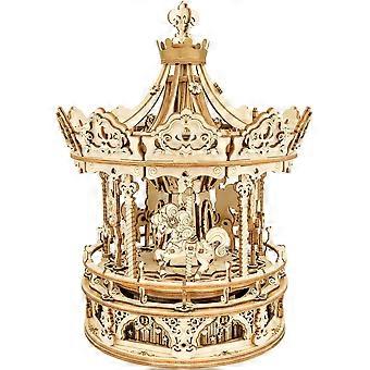 Music Box 3D Puzzles for Adults, Mechanical DIY Wooden Toys, Gifts on Birthday/Valentine's Day/Christmas - Romantic Carousel