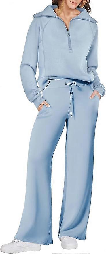 Women Piece Outfits Sweatsuit Set 2023 Fall Oversized Half Zip