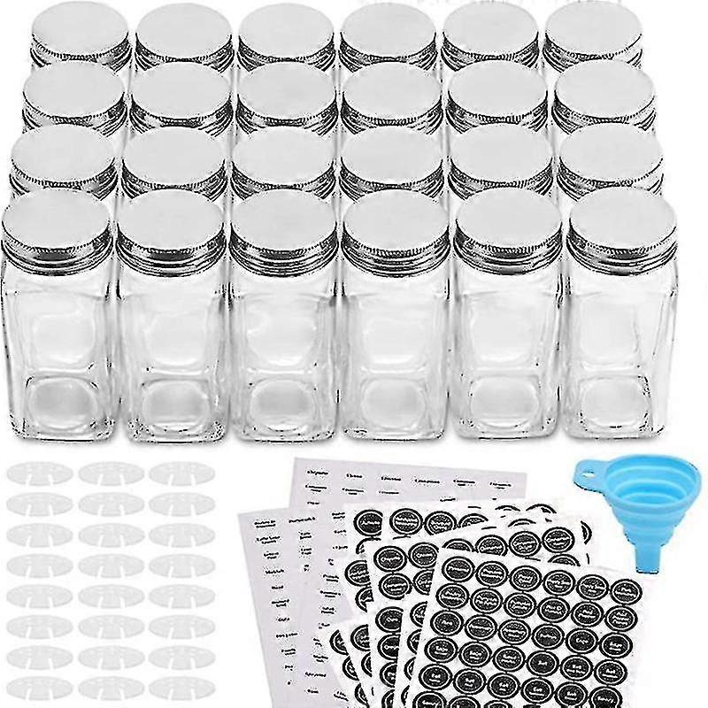 12 Gewürzgläser/-flaschen aus Glas – mit 20 Gewürzetiketten – Streudeckel und versiegelte Metalldeckel – inklusive zusammenklappbarem Trichter aus ...
